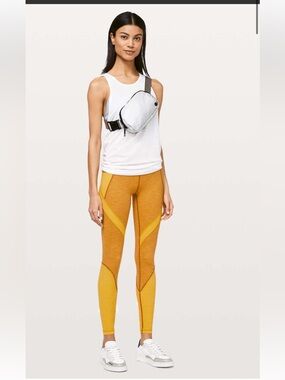 Lululemon Early Extension HR Tight Heathered Fools Gold Heathered Honey Lemon 12